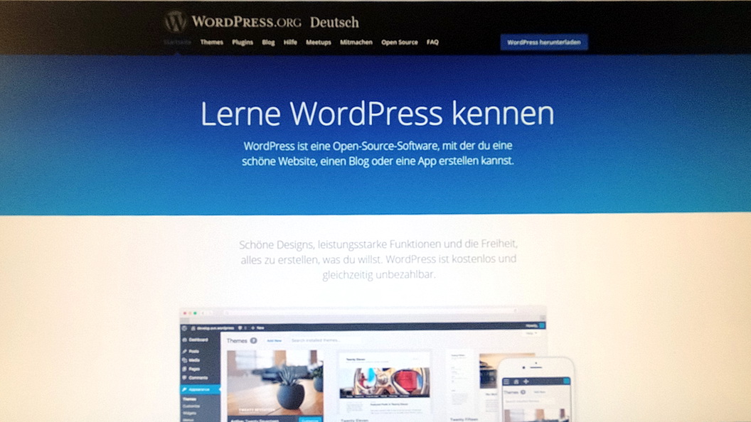 WordPress - Screenshot der offiziellen Webseite